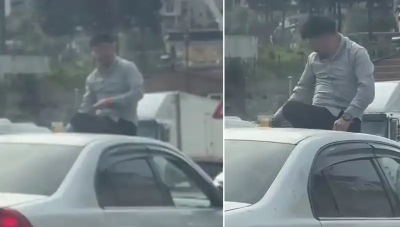 Trafikte Akılalmaz Görüntü: Otomobil Üzerinde Eğlenceli Alem!